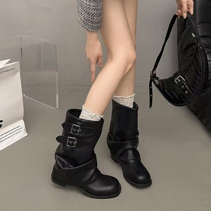 Women'S Ankle Accessories - Bottes mi-mollet noires pour femmes, style