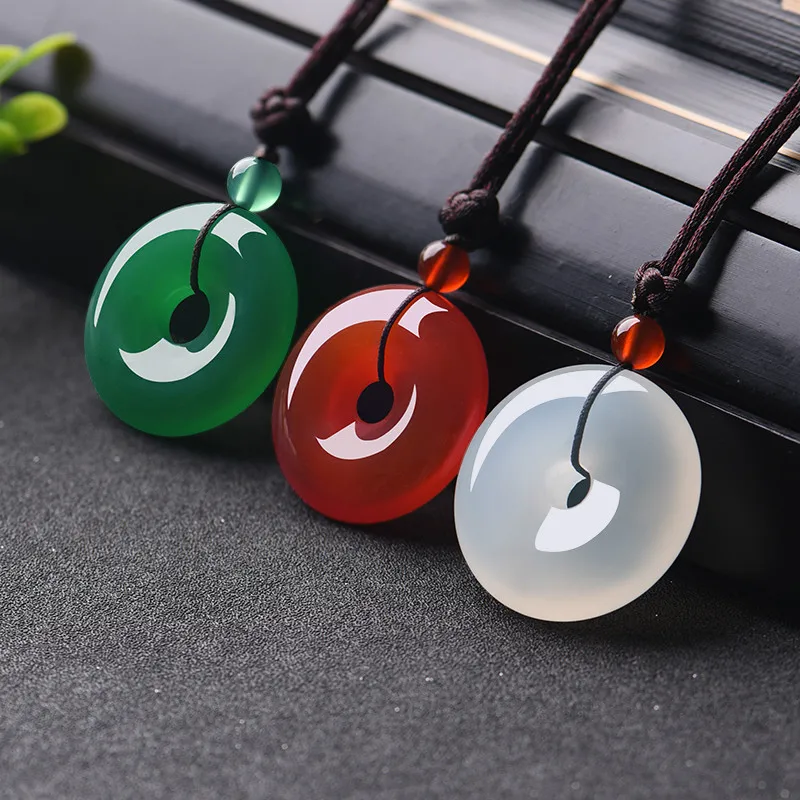 Women Accessories Trendy - Pendentif beignet en Jade multicolore naturel,