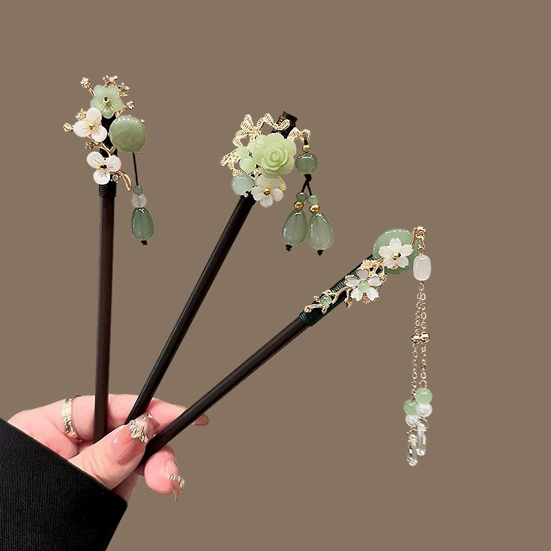 Pearl Hair Pin - Épingle à cheveux en bois Antique