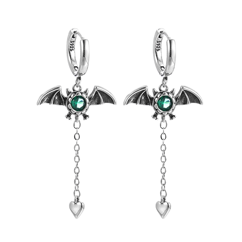 Tassel Earrings Boho - Nouveauté élégant diable chauve-souris Design vert