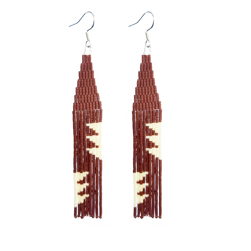 Boucles d'oreilles perlées feu - Tassel Earrings Boho avis et prix