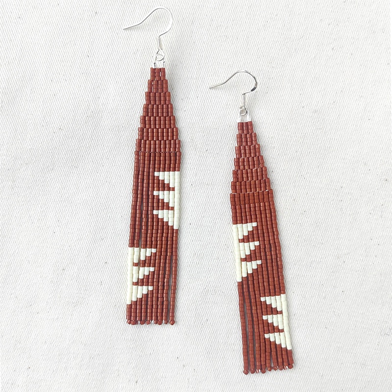 Boucles d'oreilles perlées feu - Tassel Earrings Boho avis et prix