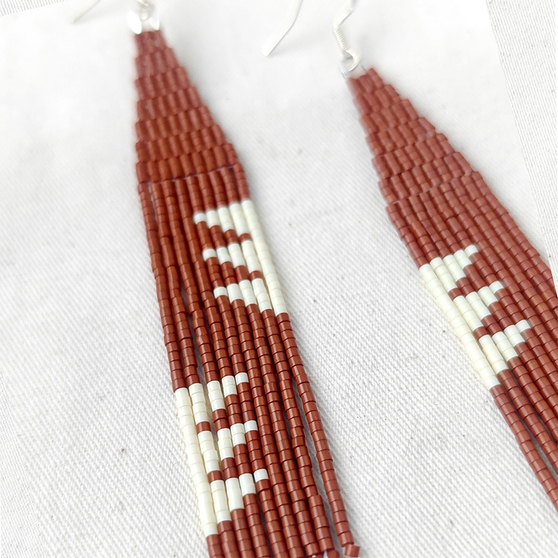 Boucles d'oreilles perlées feu - Tassel Earrings Boho avis et prix